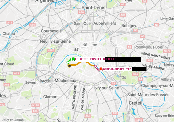 plan itinéraire ratp de La Motte-Picquet-Grenelle à Gare d