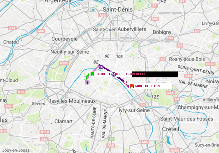 plan itinéraire ratp de La Motte-Picquet-Grenelle à Gare de Lyon