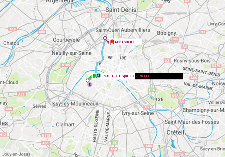 plan itinéraire ratp de La Motte-Picquet-Grenelle à Garibaldi