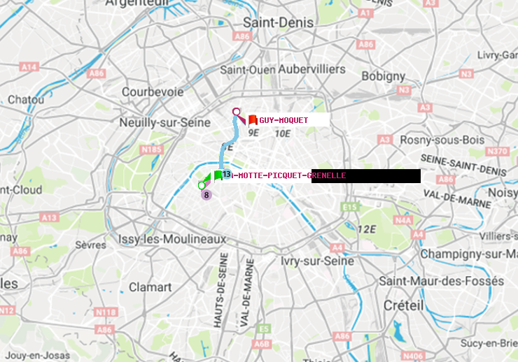 plan itinéraire ratp de La Motte-Picquet-Grenelle à Guy-Môquet