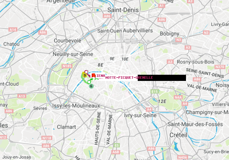 plan itinéraire ratp de La Motte-Picquet-Grenelle à Iéna