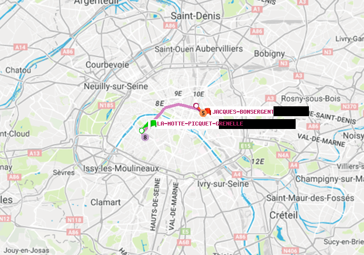 plan itinéraire ratp de La Motte-Picquet-Grenelle à Jacques-Bonsergent
