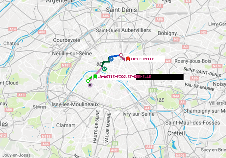 plan itinéraire ratp de La Motte-Picquet-Grenelle à La Chapelle