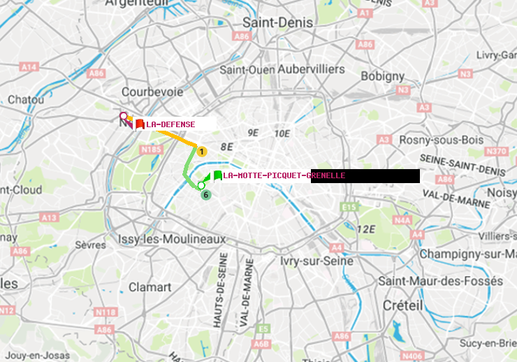plan itinéraire ratp de La Motte-Picquet-Grenelle à La Défense (Grande Arche)