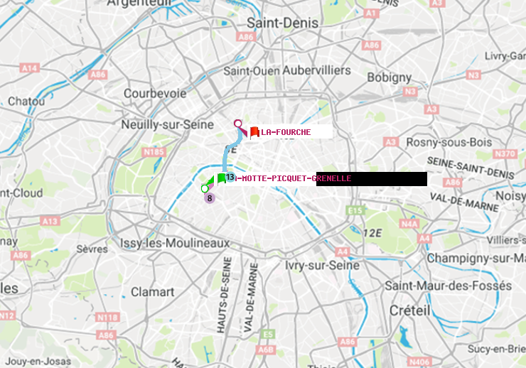 plan itinéraire ratp de La Motte-Picquet-Grenelle à La Fourche