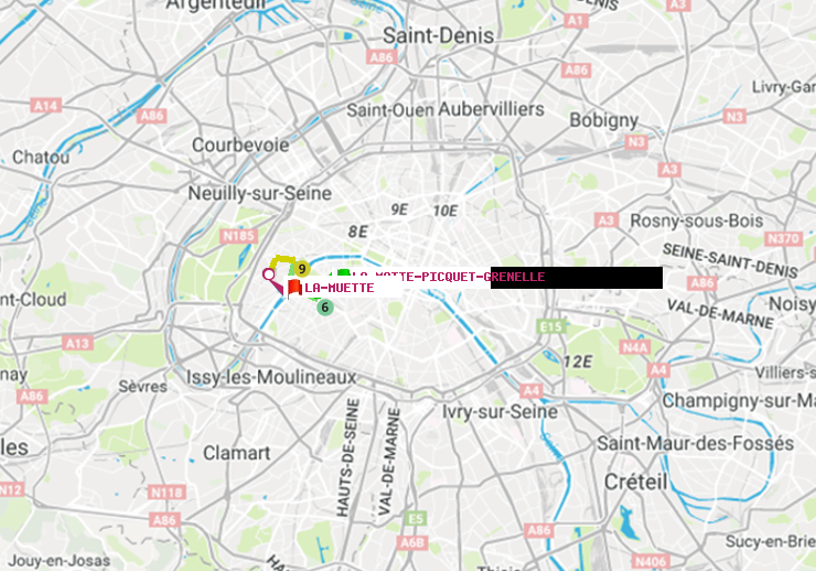 plan itinéraire ratp de La Motte-Picquet-Grenelle à La Muette