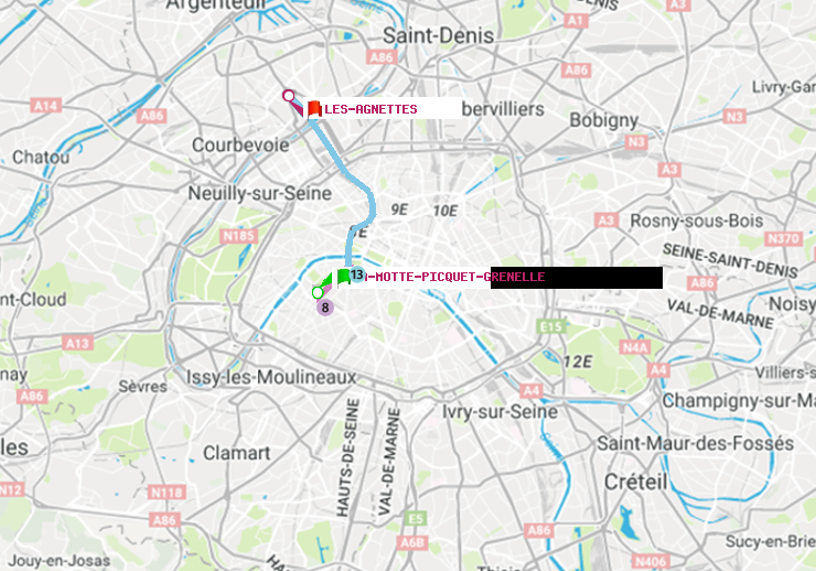 plan itinéraire ratp de La Motte-Picquet-Grenelle à Les Agnettes