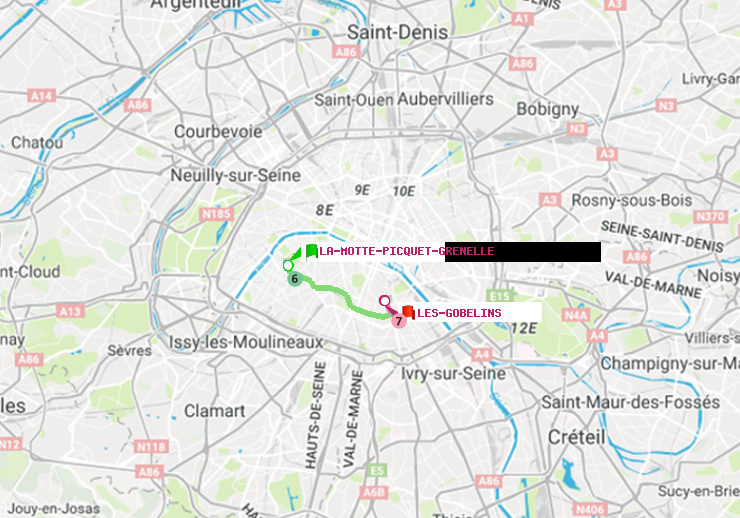 plan itinéraire ratp de La Motte-Picquet-Grenelle à Les Gobelins