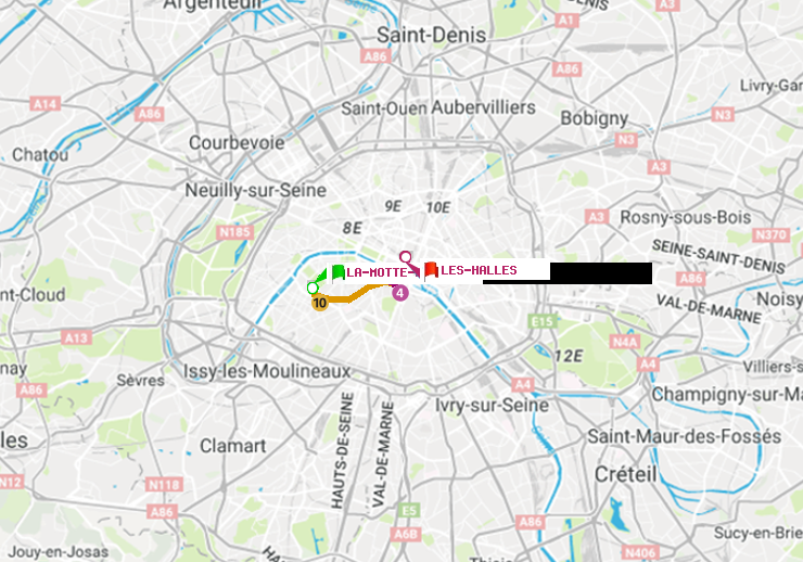 plan itinéraire ratp de La Motte-Picquet-Grenelle à Les Halles