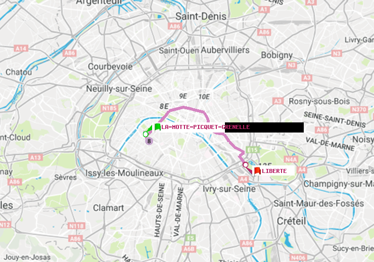 plan itinéraire ratp de La Motte-Picquet-Grenelle à Liberté