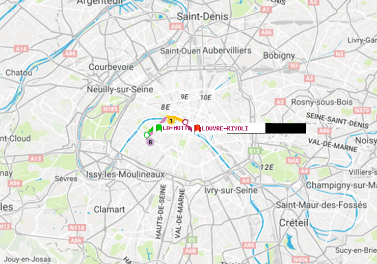 plan itinéraire ratp de La Motte-Picquet-Grenelle à Louvre-Rivoli
