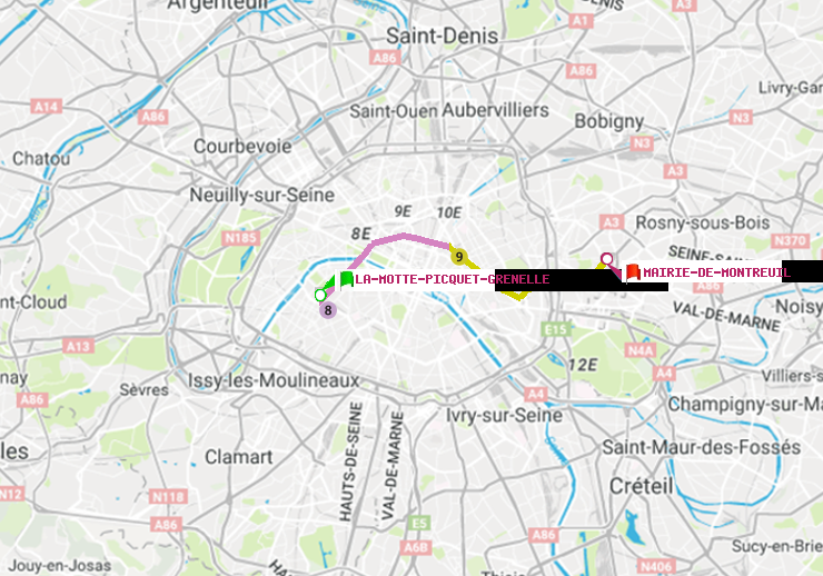 plan itinéraire ratp de La Motte-Picquet-Grenelle à Mairie de Montreuil