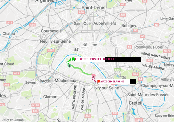 plan itinéraire ratp de La Motte-Picquet-Grenelle à Maison Blanche