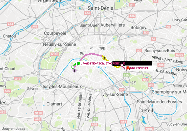 plan itinéraire ratp de La Motte-Picquet-Grenelle à Maraichers