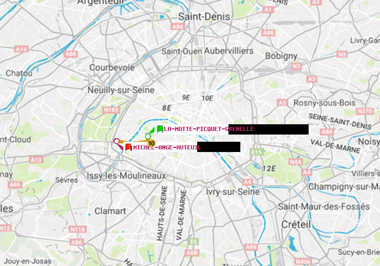plan itinéraire ratp de La Motte-Picquet-Grenelle à Michel-Ange-Auteuil