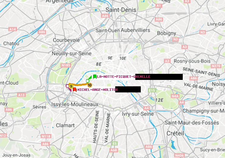 plan itinéraire ratp de La Motte-Picquet-Grenelle à Michel-Ange-Molitor