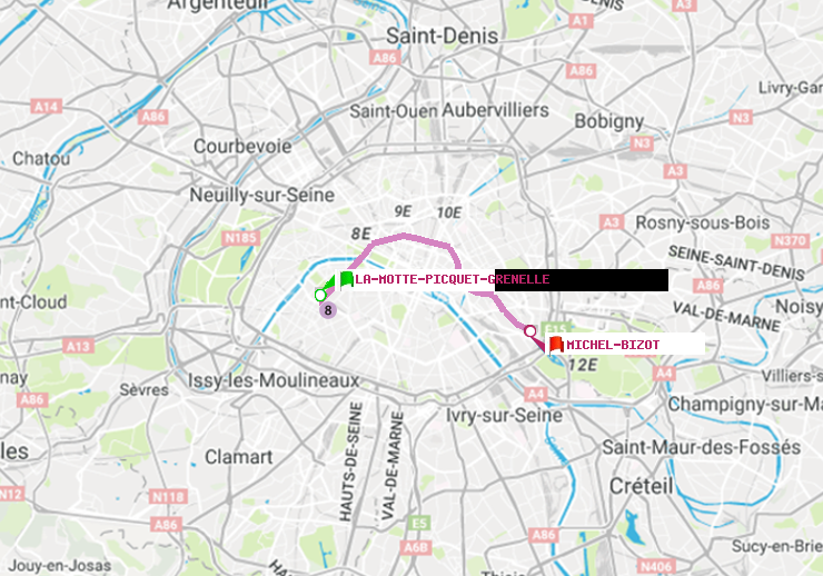 plan itinéraire ratp de La Motte-Picquet-Grenelle à Michel Bizot