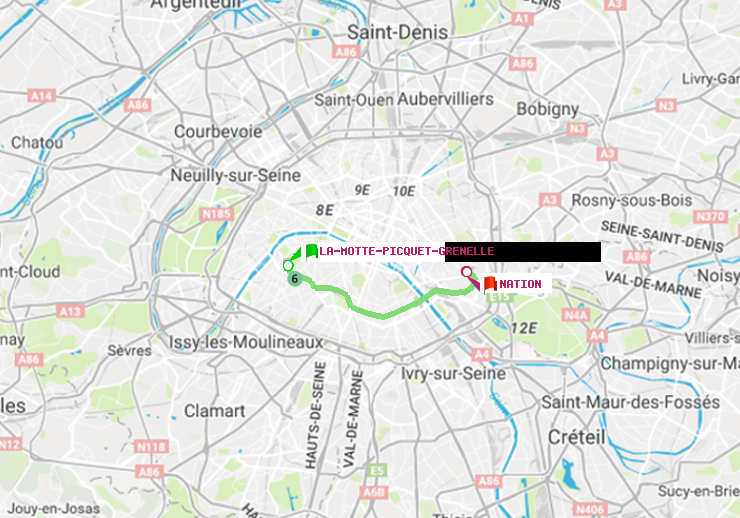 plan itinéraire ratp de La Motte-Picquet-Grenelle à Nation