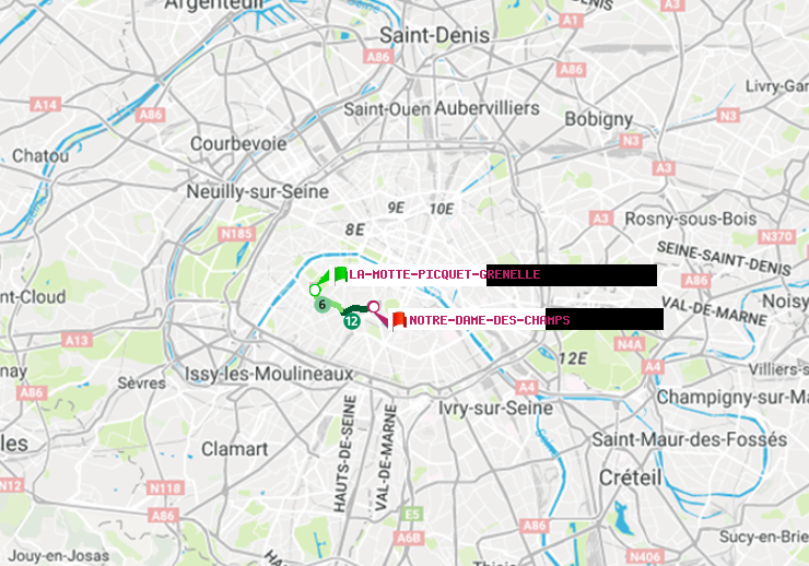 plan itinéraire ratp de La Motte-Picquet-Grenelle à Notre-Dame des Champs