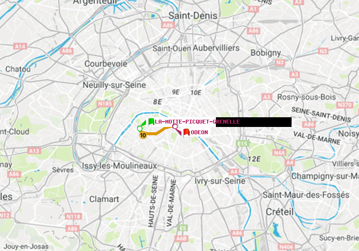 plan itinéraire ratp de La Motte-Picquet-Grenelle à Odéon