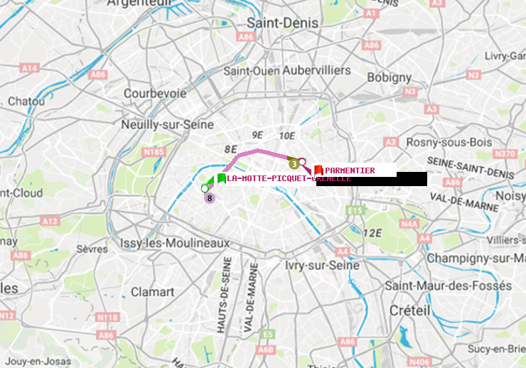plan itinéraire ratp de La Motte-Picquet-Grenelle à Parmentier