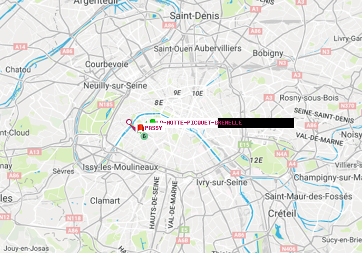plan itinéraire ratp de La Motte-Picquet-Grenelle à Passy
