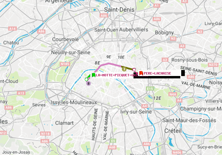 plan itinéraire ratp de La Motte-Picquet-Grenelle à Père-Lachaise