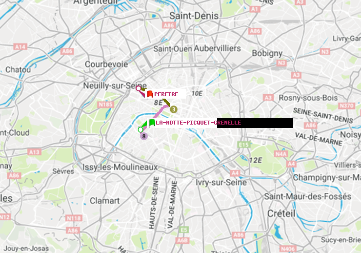 plan itinéraire ratp de La Motte-Picquet-Grenelle à Péreire