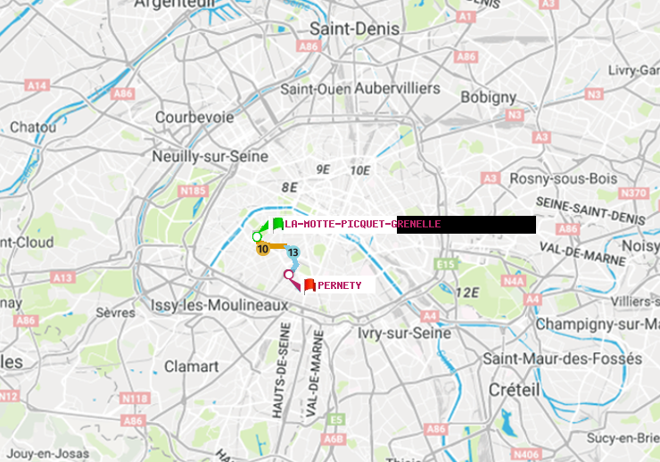 plan itinéraire ratp de La Motte-Picquet-Grenelle à Pernety