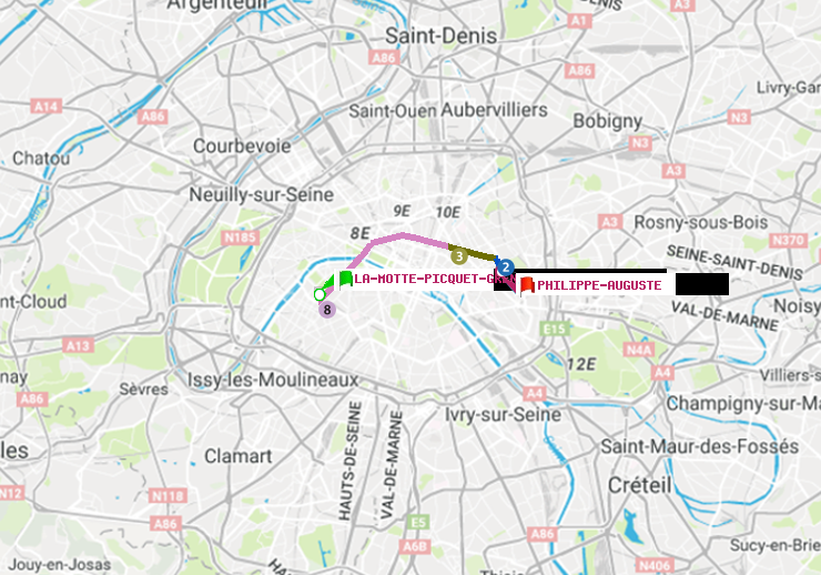 plan itinéraire ratp de La Motte-Picquet-Grenelle à Philippe Auguste