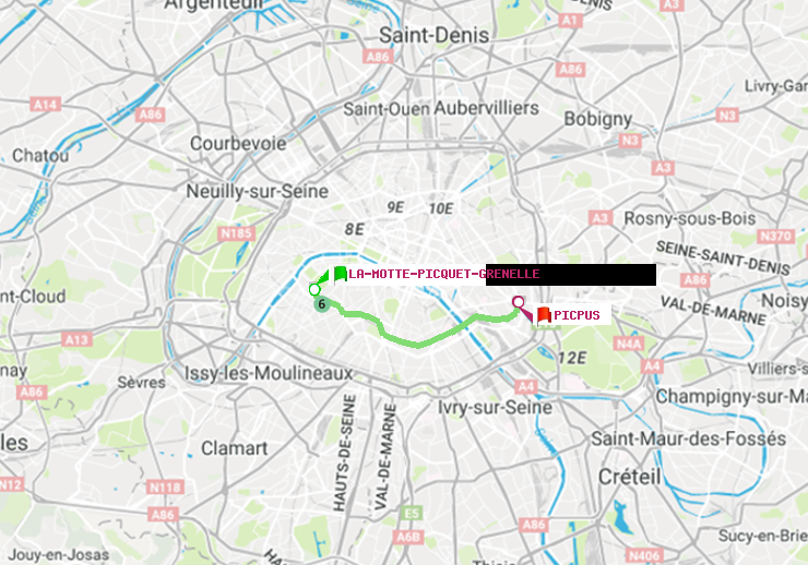 plan itinéraire ratp de La Motte-Picquet-Grenelle à Picpus
