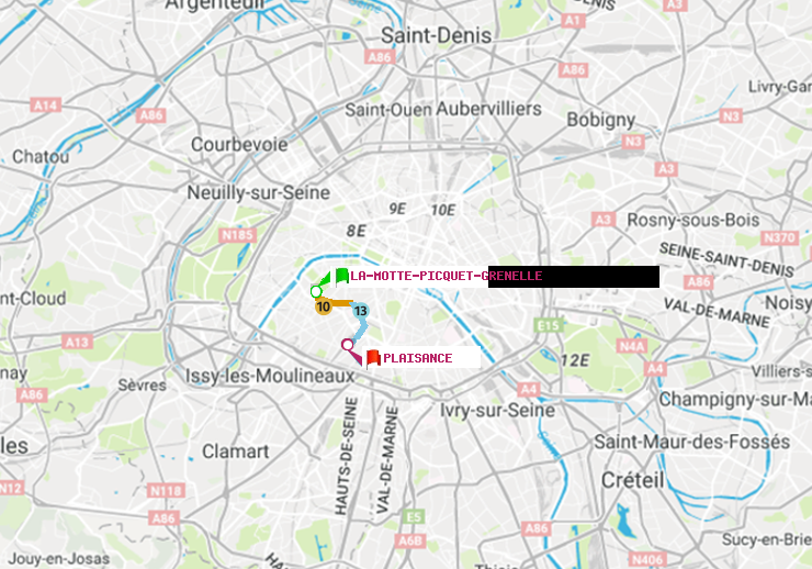 plan itinéraire ratp de La Motte-Picquet-Grenelle à Plaisance