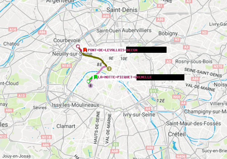 plan itinéraire ratp de La Motte-Picquet-Grenelle à Pont de Levallois-Bécon
