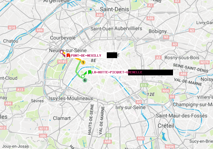 plan itinéraire ratp de La Motte-Picquet-Grenelle à Pont de Neuilly