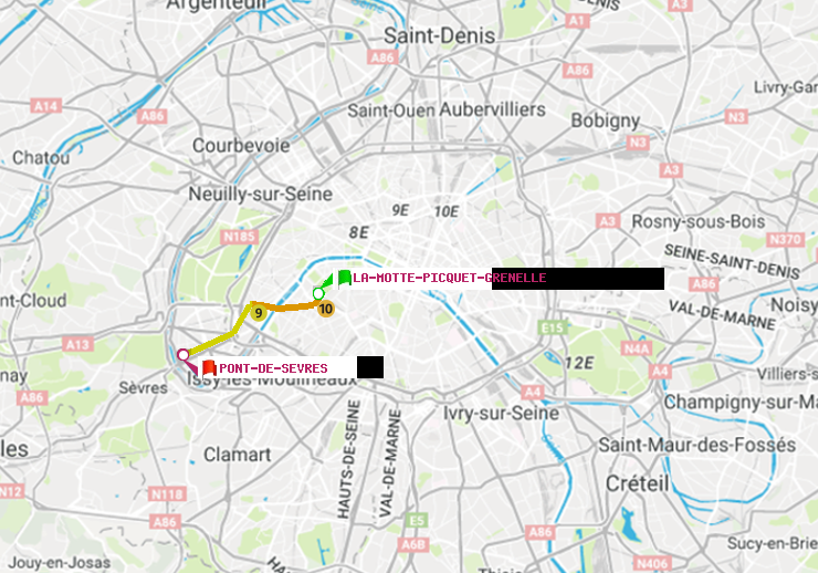 plan itinéraire ratp de La Motte-Picquet-Grenelle à Pont de Sèvres