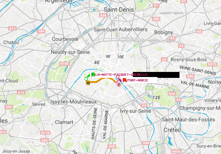 plan itinéraire ratp de La Motte-Picquet-Grenelle à Pont Marie (Cité des Arts)