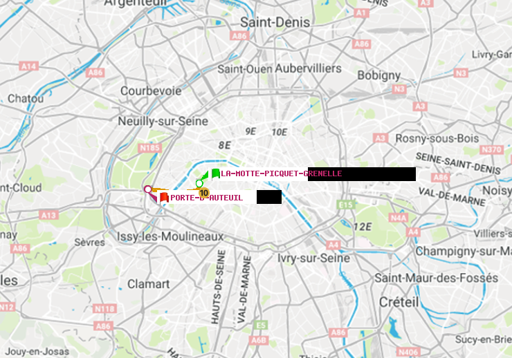 plan itinéraire ratp de La Motte-Picquet-Grenelle à Porte d
