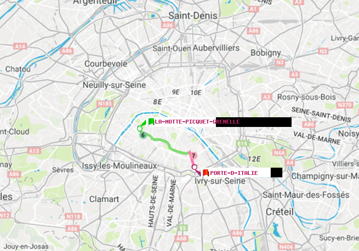 plan itinéraire ratp de La Motte-Picquet-Grenelle à Porte d