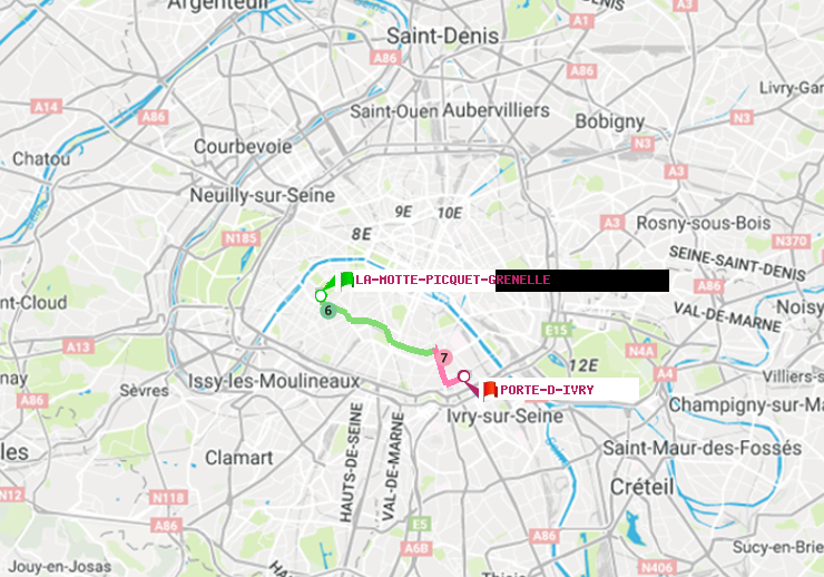 plan itinéraire ratp de La Motte-Picquet-Grenelle à Porte d