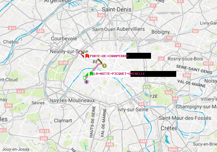 plan itinéraire ratp de La Motte-Picquet-Grenelle à Porte de Champerret
