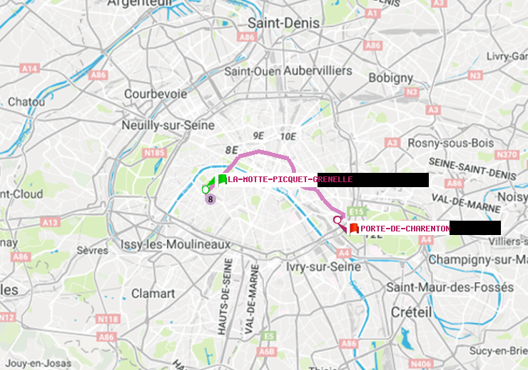 plan itinéraire ratp de La Motte-Picquet-Grenelle à Porte de Charenton