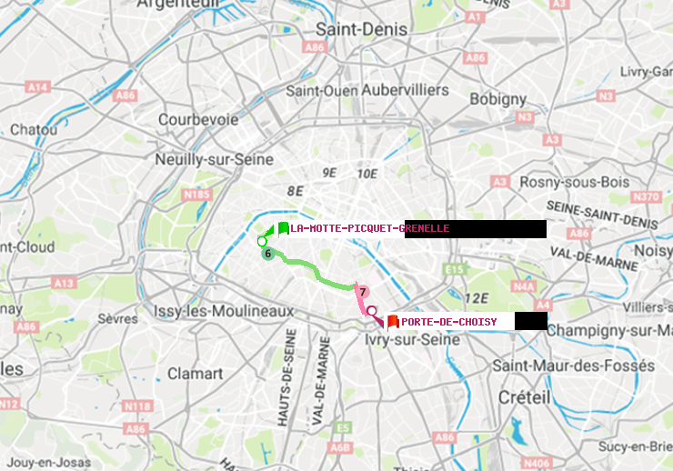 plan itinéraire ratp de La Motte-Picquet-Grenelle à Porte de Choisy