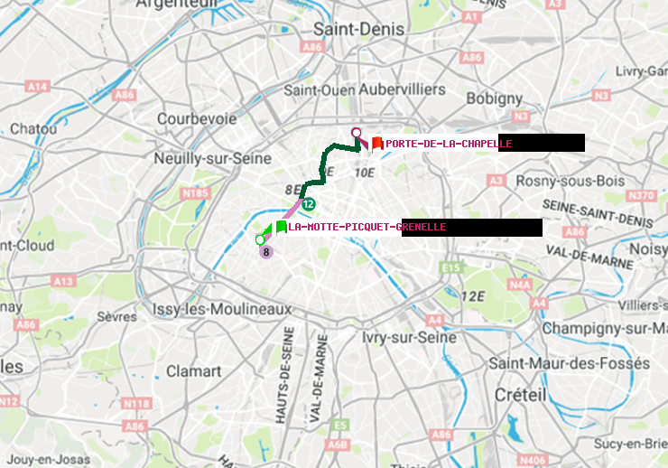 plan itinéraire ratp de La Motte-Picquet-Grenelle à Porte de la Chapelle