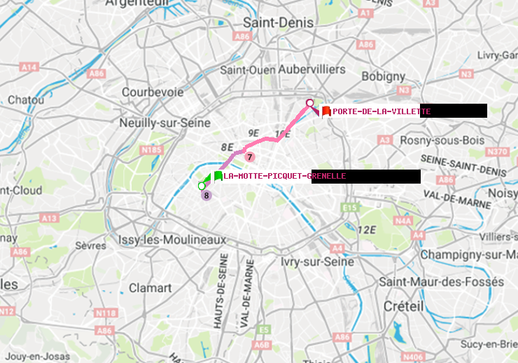 plan itinéraire ratp de La Motte-Picquet-Grenelle à Porte de la Villette