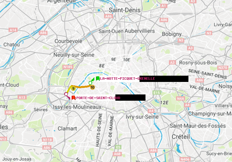 plan itinéraire ratp de La Motte-Picquet-Grenelle à Porte de Saint-Cloud