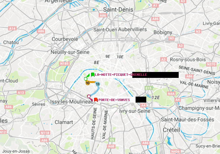 plan itinéraire ratp de La Motte-Picquet-Grenelle à Porte de Vanves