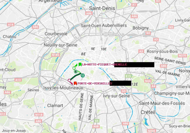 plan itinéraire ratp de La Motte-Picquet-Grenelle à Porte de Versailles