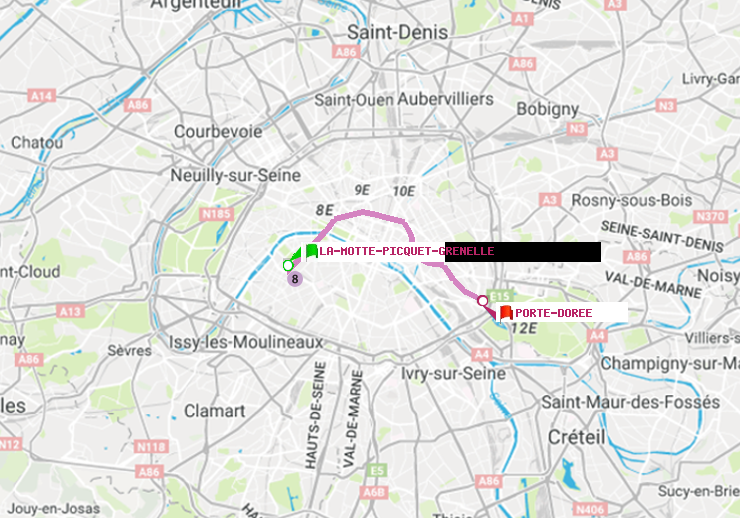 plan itinéraire ratp de La Motte-Picquet-Grenelle à Porte Dorée