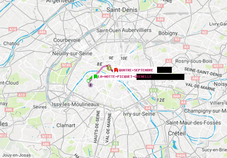 plan itinéraire ratp de La Motte-Picquet-Grenelle à Quatre Septembre