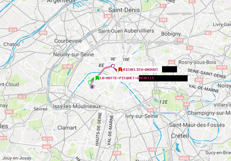 plan itinéraire ratp de La Motte-Picquet-Grenelle à Richelieu-Drouot